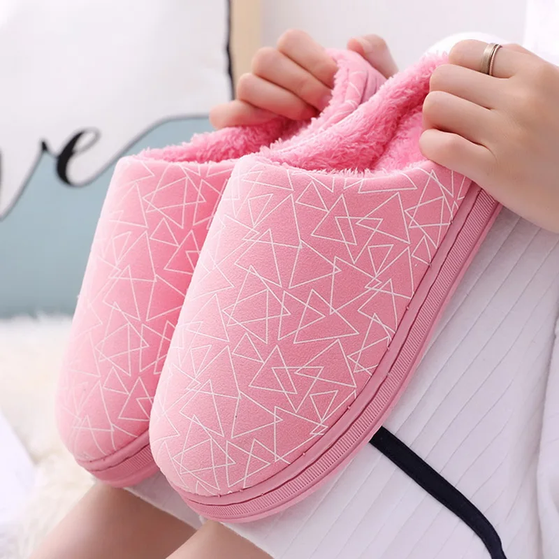

Winter Slippers Men Coral Velvet Slippers Housewarm Soft Slippers Home Indoor Cotton Striped Couple Floor Plush Shoes