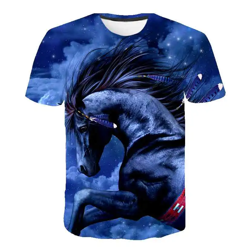 

2020 3D horse T-Shirt man funny t shirt Boys Girl Children Clothing Glow Cartoon Anime Harajuku Kids Clothes joker Streetwear