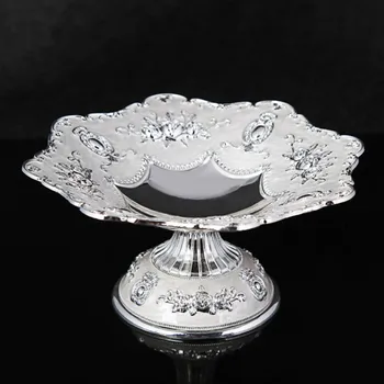 

Gold Silver Fruit Plate Retro Plateau Look Fruit / Food / Cake Wedding Party Plate Kitchen Accessories Display Plate CY528