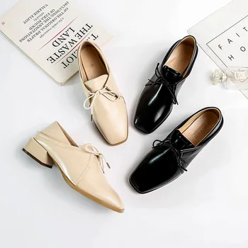 

2019 autumn new fashion simple solid color flat shoes women retro style comfortable wild casual shoes