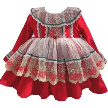 Кружевные испанские платья с повязкой на голову для маленьких девочек детское Роскошное винтажное платье с вышивкой Рождественская одежда для малышей