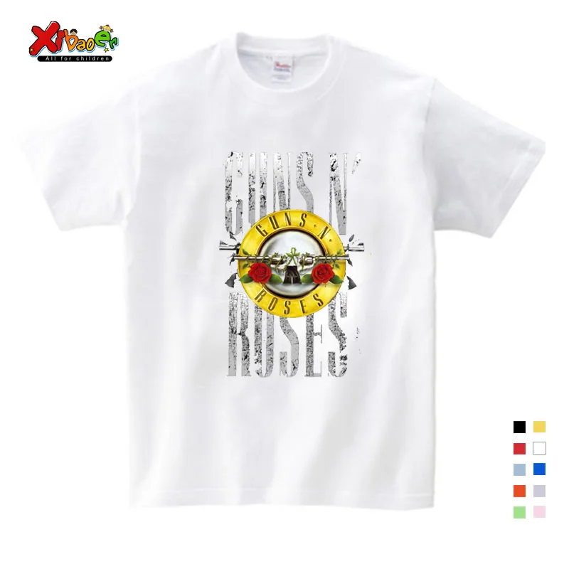 Футболка с надписью «guns N Roses» г. Детская футболка детская футболка с круглым вырезом из чистого хлопка Детский костюм для маленьких мальчиков и девочек - Цвет: Kids T-shirt