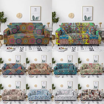 

Mandala Stretch Slipcovers Sectional Elastic Stretch Sofa Cover for Living Room Bohemia Couch Cover Armchair Cover 1/2/3/4 Seat