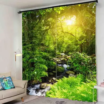 

3D Window Curtains landscape Curtains For Living Room Bedroom Cortina Window Decoration