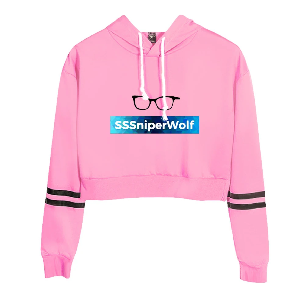 trendy hoodies for women sssniperwolf Merch Hoodie Navel Sweatshirt for Young Girls Crop Top Hoodie Youth Streetwear Fashion sssniperwolf Women-Clothing white hoodie