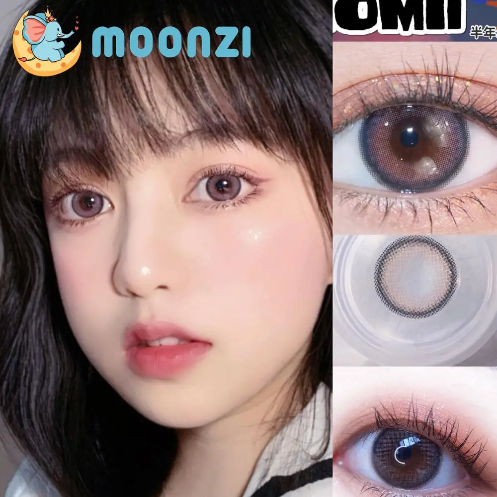 

MOONZI Pink Violet Small Beauty Pupil Contact Lens Colored Contact Lenses For Eyes Yearly Degrees 2pcs/pair Myopia Prescription