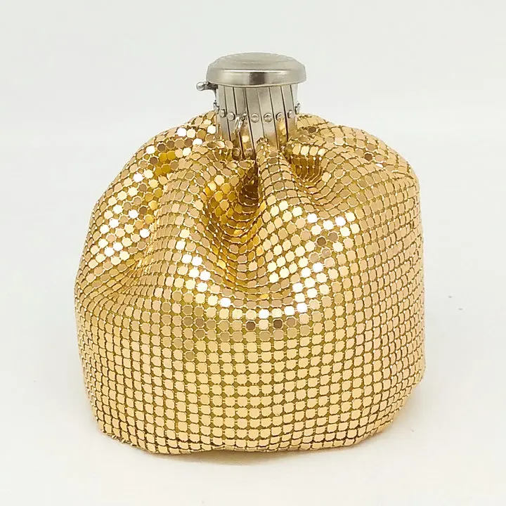 Boutique De FGG Aluminum Wine Pot Women Mini Evening Purses and Handbags Ladies Casual Coin Purse Bags - Цвет: Золотой
