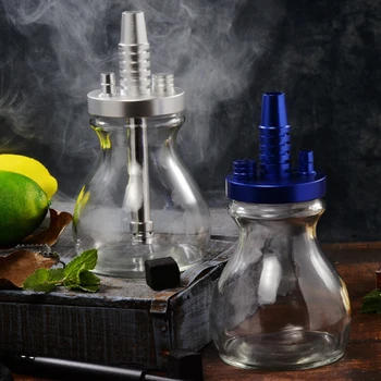 

Mini Glass Bottle Hookah Small Travel Shisha Pipe Set Chicha with Hookah Bag Silicone Hose Spring Charcoal Tongs Accessories