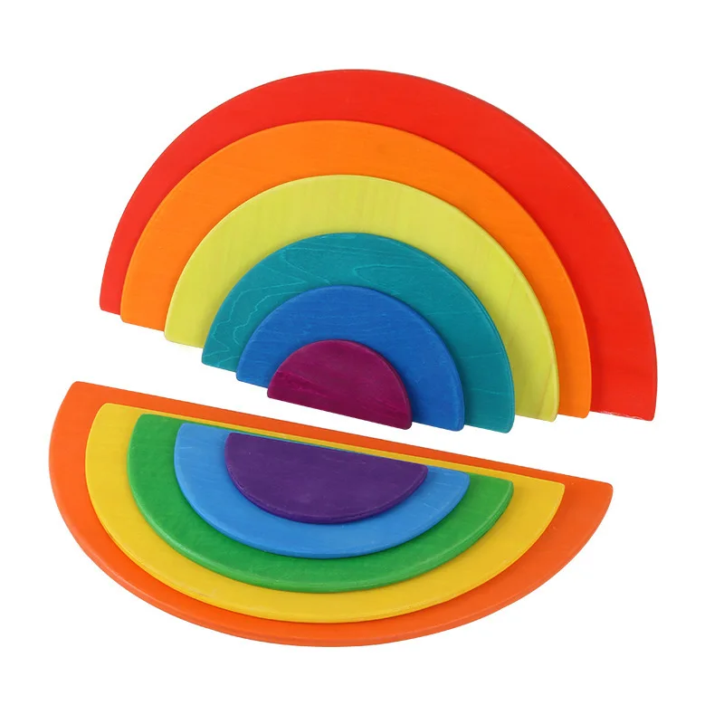 

11 Pcs Rainbow Building Blocks Arch Bridge Half round Wooden Jigsaw Puzzle Toy Children Early Childhood Educational Fight Insert