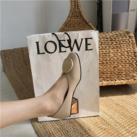 

Korean-style Versatile Buckle Deep Mouth Square Head WOMEN'S Shoes 2019 Spring CHIC Flat Heel Shoes Retro Grandma Shoes