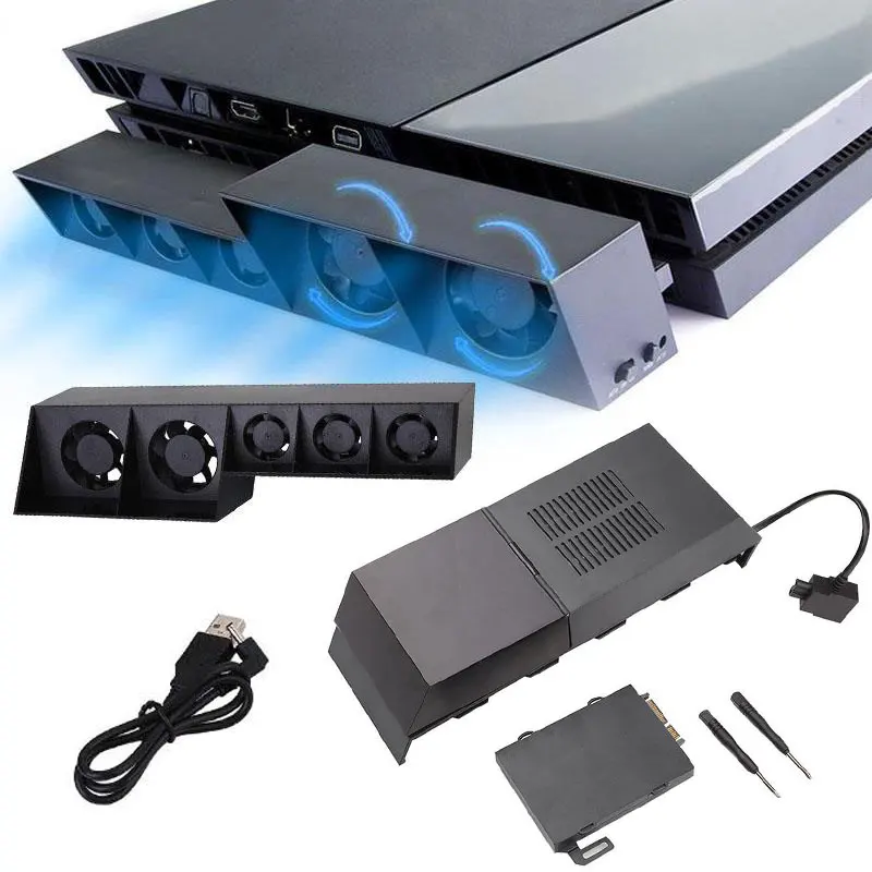 Контроль температуры консоль USB Вентилятор Cooler 5 Вентилятор для Playstation PS4 черный