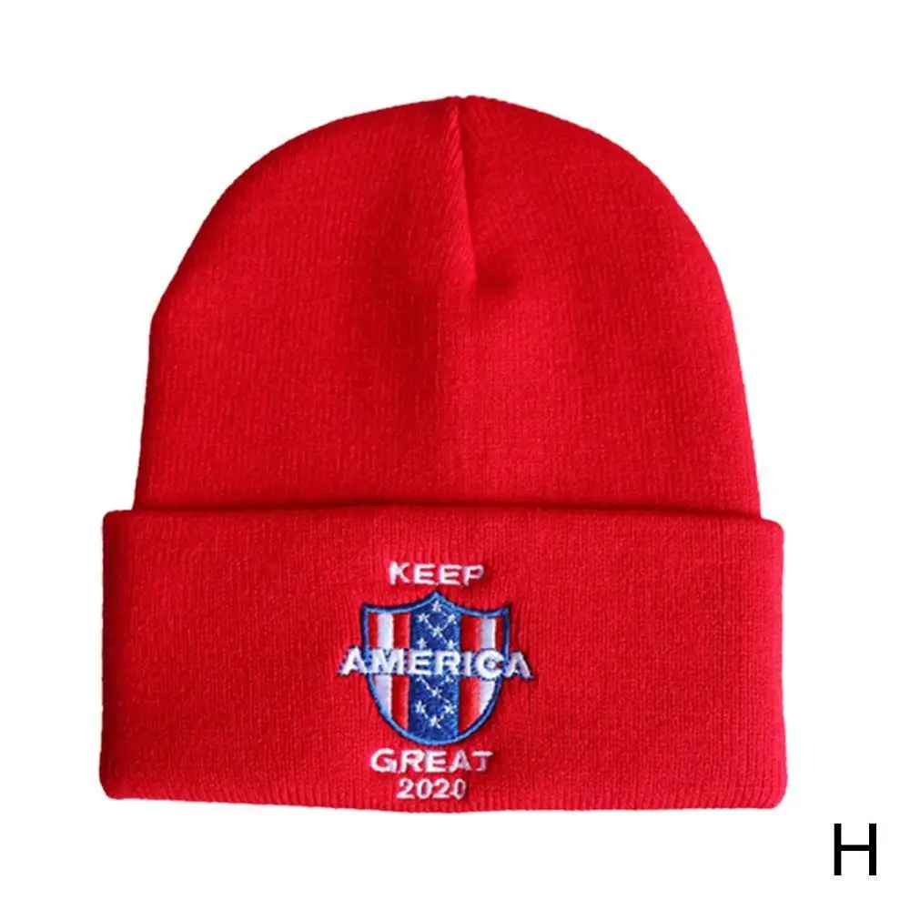 H Make America Great agne, вязаная Бейсболка унисекс с вышивкой, бейсболка Дональд Трамп,, Зимняя кепка, шапка в стиле хип-хоп - Цвет: H