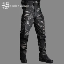 Calça tática masculina sharkskin, calça swat de combate de carga militar para treino de airsoft, calça de caminhada e caça