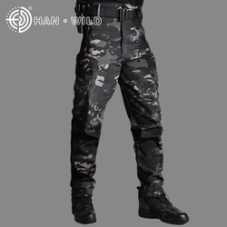 Calça tática masculina sharkskin, calça swat de combate de carga militar para treino de airsoft, calça de caminhada e caça