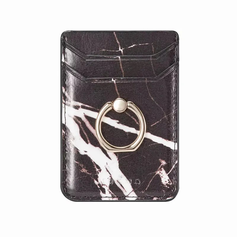 Marble-Black Автомобильный держатель для телефона, карман для карты, кольцо-держатель для iPhone 11 Pro Max, удобное кольцо для телефона, наклейка, держатель для ID карты, Suporte Celular - Цвет: Marble-Black