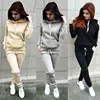 Solid Women Tracksuit Casual Hoodies Sweatshirt Pant Set Lounge Wear Sport Suit 2PCS Autumn Winter Clothes 4
