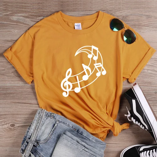 Music Note Moon Graphic T-shirt - Artistic Pod