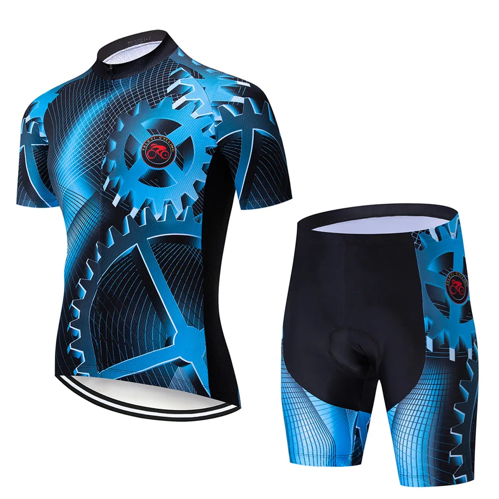 Weimostar Blue gear велосипедная одежда для мужчин Sumemr MTB велосипедная одежда короткий рукав Велоспорт Джерси Набор быстросохнущая велосипедная одежда - Цвет: Model 1
