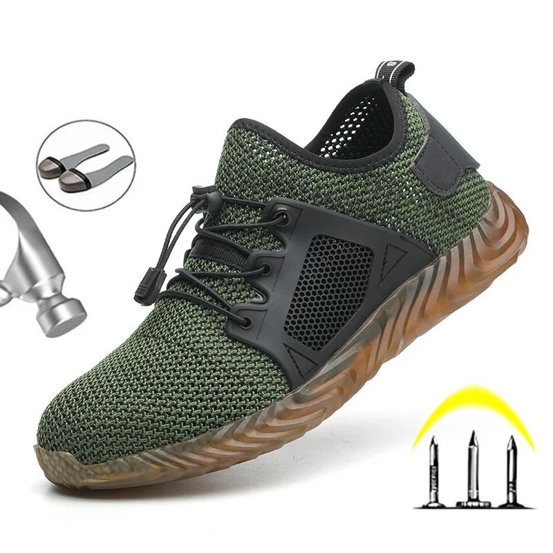 Zapatos de seguridad ligeros para hombre, botas de trabajo con punta de acero, transpirables, indestructibles