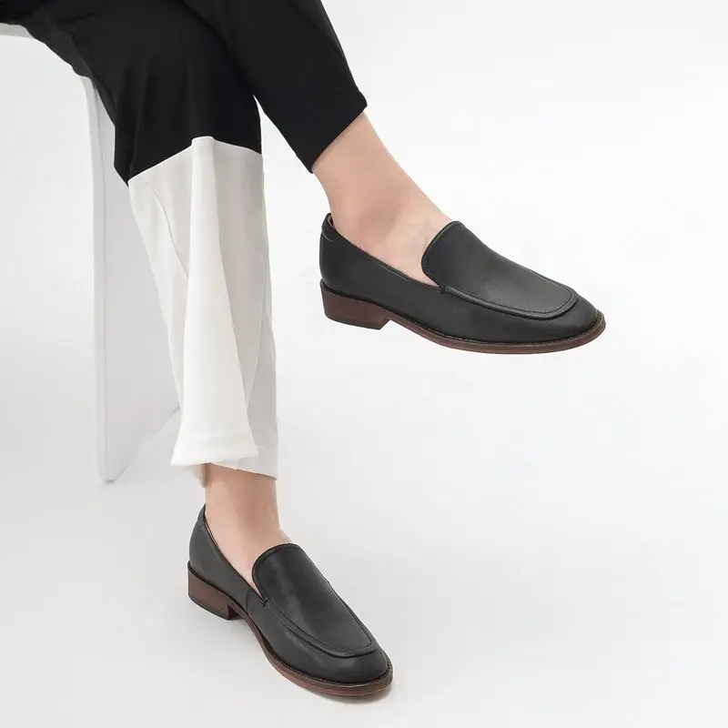 ALLBITEFO high quality genuine leather thick heel women shoes women high heel shoes autumn office ladies shoes women heels