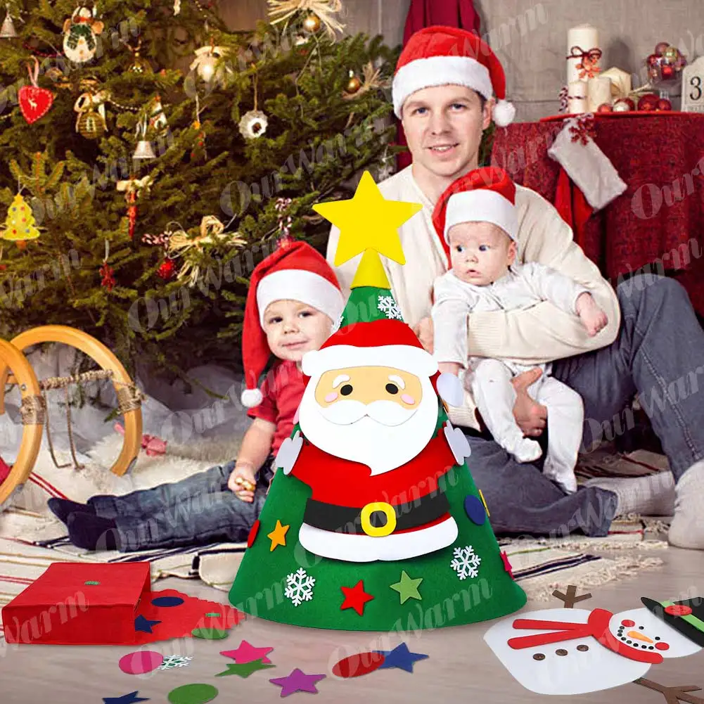Теплая фетровая Рождественская елка с украшениями, новогодние игрушки для малышей, сделай сам, искусственные елки, рождественские украшения для дома
