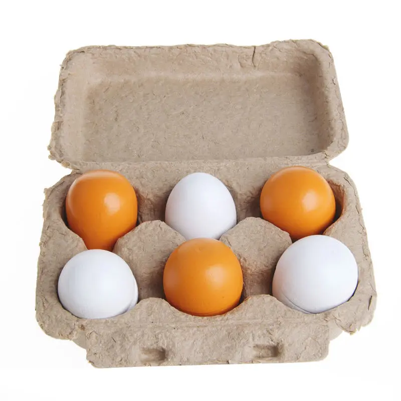 1Set/6pcs Wooden Eggs Yolk Pretend Play Kitchen Food Cooking Kid Child Toy Gift Set Gift New