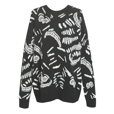 Уличная одежда, женский свитер, Осень-зима, мультяшный комикс Гарфилд, с принтом, трикотажный Повседневный пуловер большого размера - Цвет: black