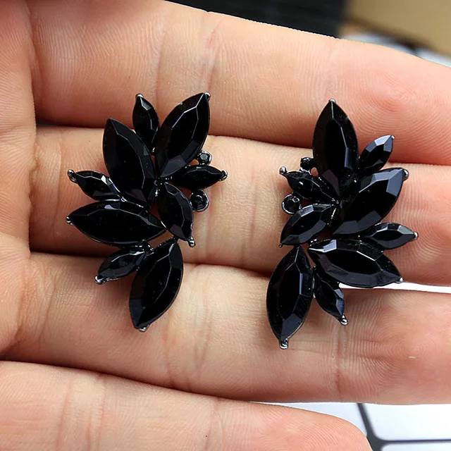 Изысканные маленькие серьги-гвоздики в виде черной звезды для женщин, золотые стразы, геометрические серьги для женщин, корейские ювелирные изделия для ушей - Окраска металла: Style 12-black