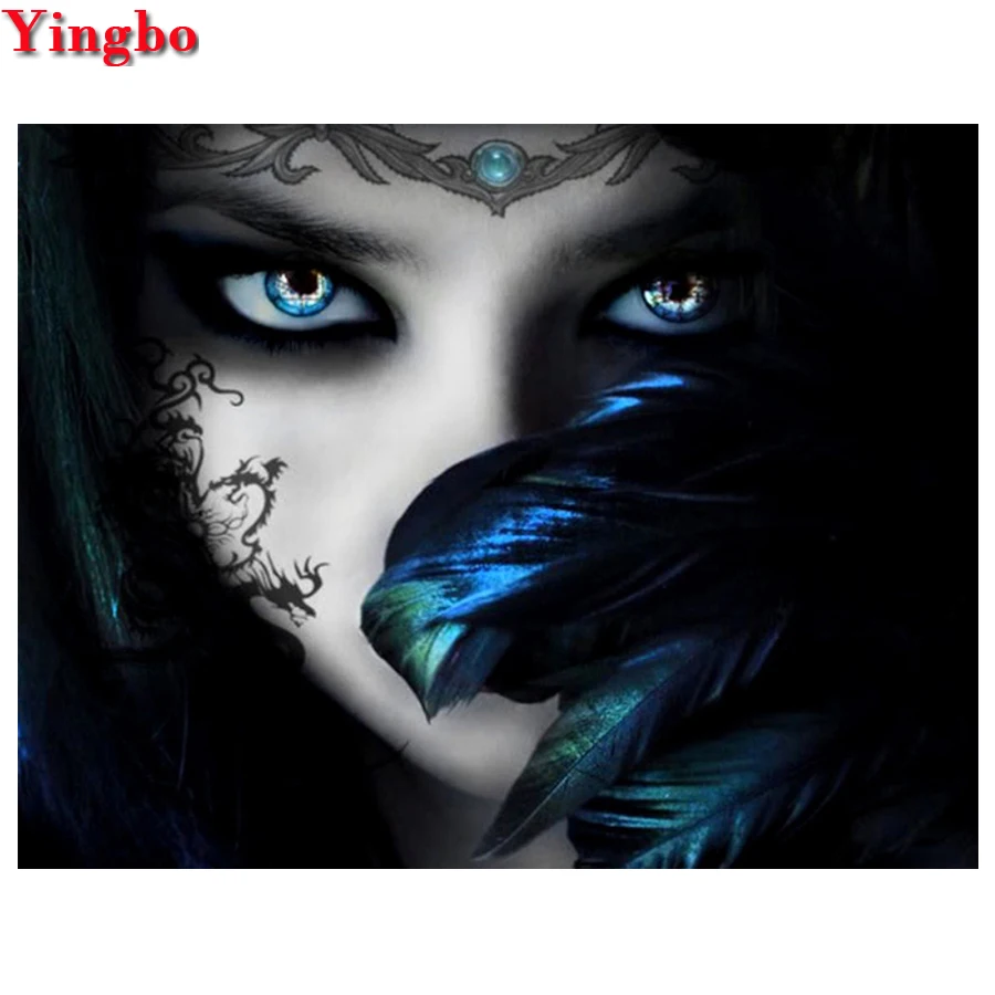 

5D Diy Diamond Embroidery Beauty/eyes/feather Cross-stitch Kit 3D Diamond Painting Full Square Round Rhinestones Mosaic Painting