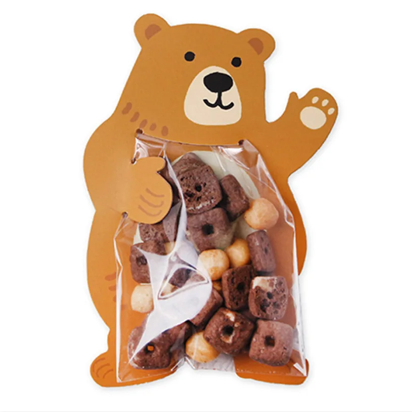 Животные 10 шт./лот детский душ день рождения красивые Подарочные сумки конфеты сумки печенья медведь коробка конфет поздравительные открытки популярный кролик - Цвет: bear