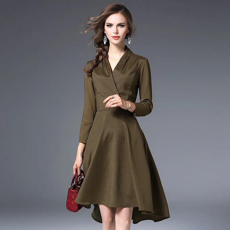 Elegante Partij Jurk Vrouwen 2020 Herfst Mode A-lijn Womens Kleding Casual V-hals Slanke Dames Jurken Vestidos WXF561 Elegante Partij Jurk Vrouwen 2020 Herfst Mode A-lijn Womens Kleding Casual V-hals Slanke Dames Jurken Vestidos WXF561