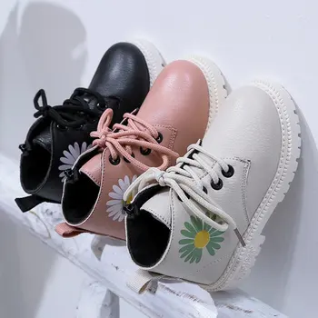 

Small Boys Girls Leather Boots autumn Children's Fashion Boots Waterproof Side Zipper Kids Ankle Booties Girl Casual Shoe 21-30