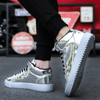 

Men's Skateboarding Shoes High Top Leisure Sneakers Breathable Street Sports Shoes Hip Hop Walking Shoes Chaussure Homme Flats