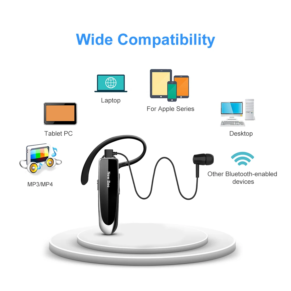 Новинка Bee Bluetooth гарнитура V5.0 наушник 24H время разговора Беспроводные свободные