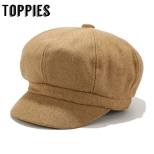 Винтажная восьмиугольная шляпа английская однотонная Шерстяная кепка с острым носком женские малярные шляпы осенне-зимняя кепка газетчика