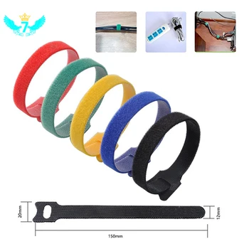 

100Pcs Color Velcro Ties Reusable Velcro Ties Velcro Nylon Ties for PC TV USB Network Cable TOB