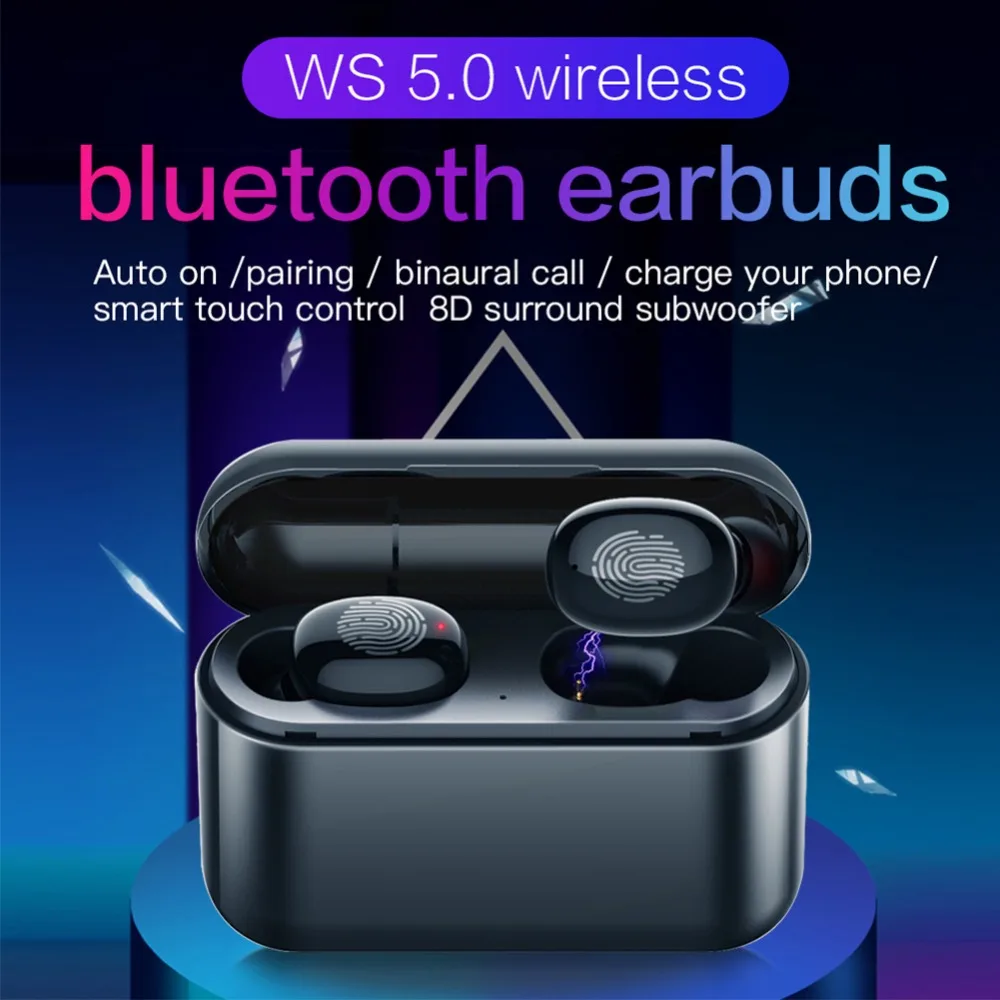 TWS Bluetooth гарнитура 5,0 сенсорная беспроводная гарнитура для движения с обратной зарядкой многофункциональная беспроводная стереосистема