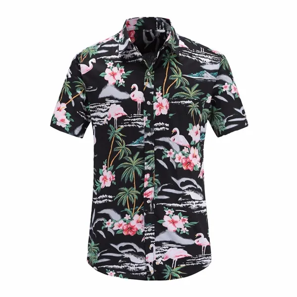 Dioufond Мужская Повседневная летняя гавайская рубашка с коротким рукавом, мужская рубашка на пуговицах с цветочным принтом ананаса, новинка, S-3XL - Цвет: JS051PR001