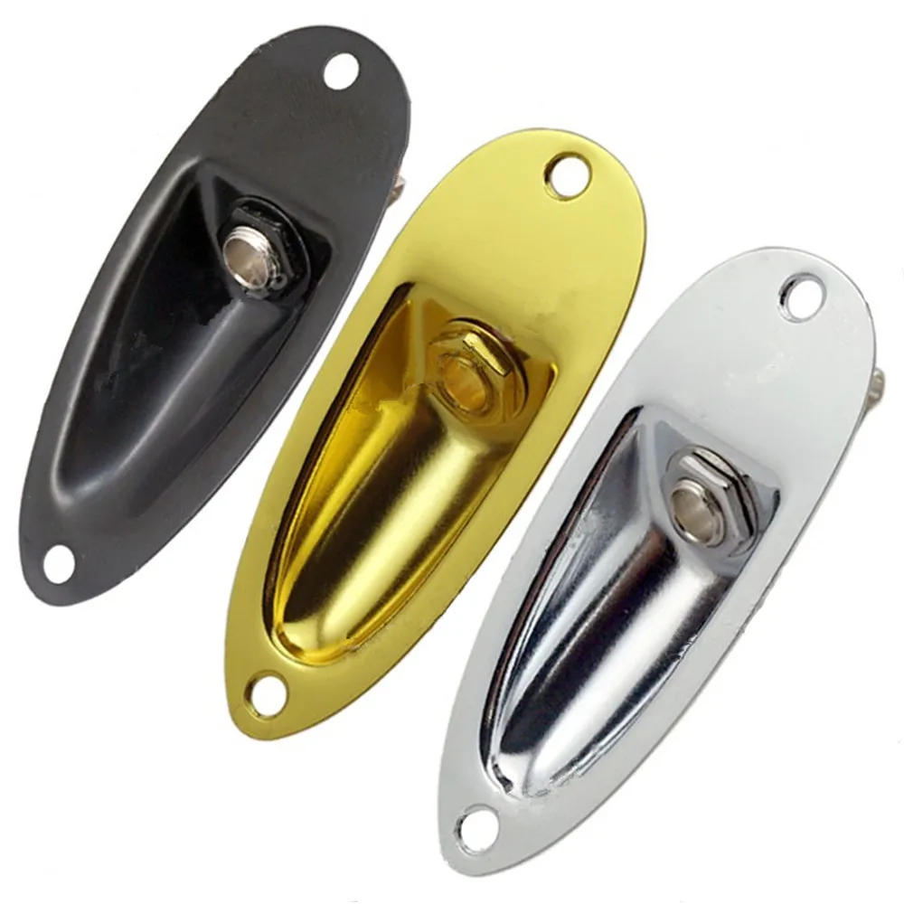 2Pcs-6-35-Electric-Bass-Guitar-Jack-Output-Input-Socket-With-Boat-Style-Jack-Plate-Chrome