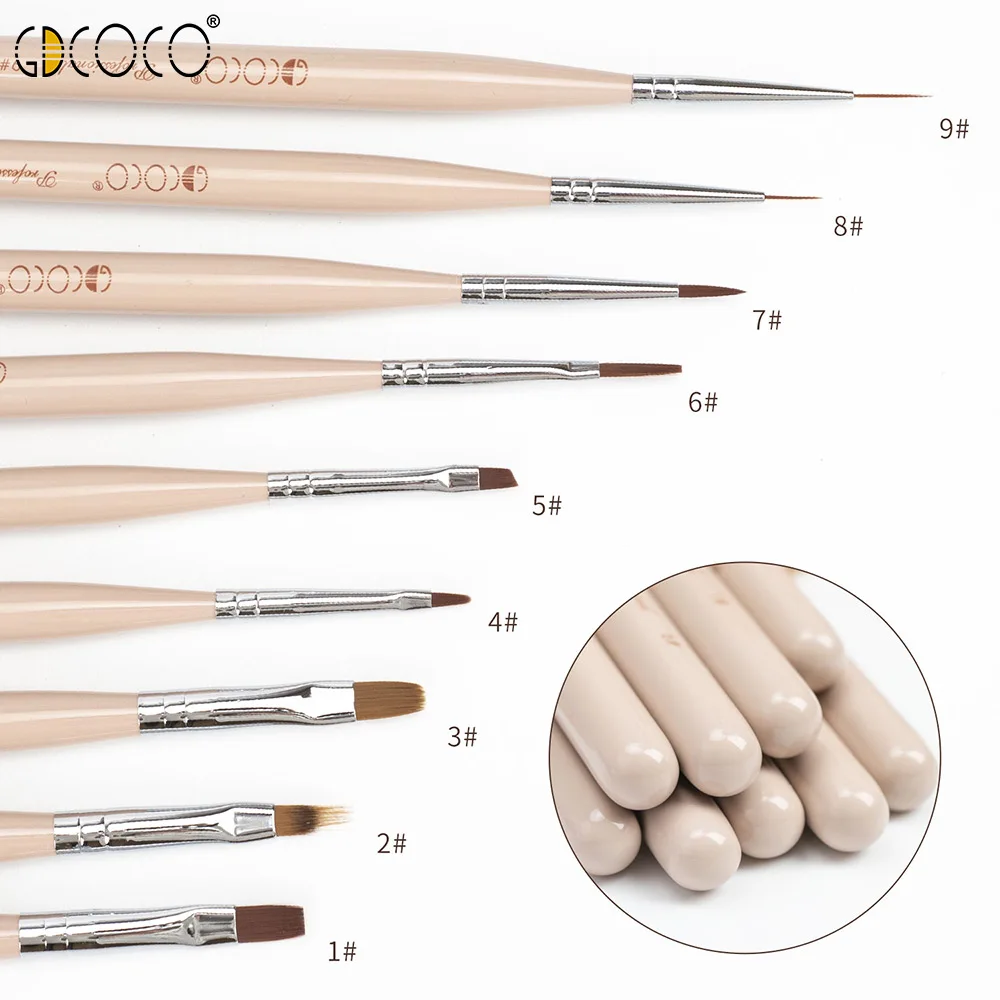 9pcs/kit Japanese Gel Brush Mud Gel Nail Pen Brush Venalisa Gel Brush
