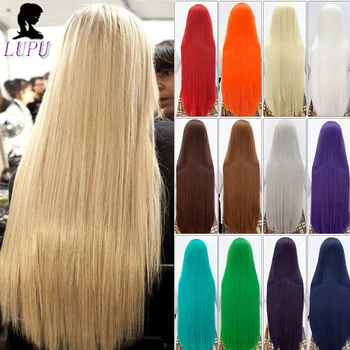 

LUPU 100Cm 26 color Anime Party wigs Colourful Long Staight Cosplay Wig Heat Resistant Fiber Synthetic Hair Halloween Party Wig