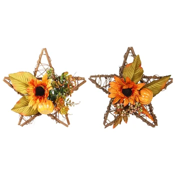 

1 Pc Creative Halloween Pentagram Falling Leaf Wreath Pumpkin Berry