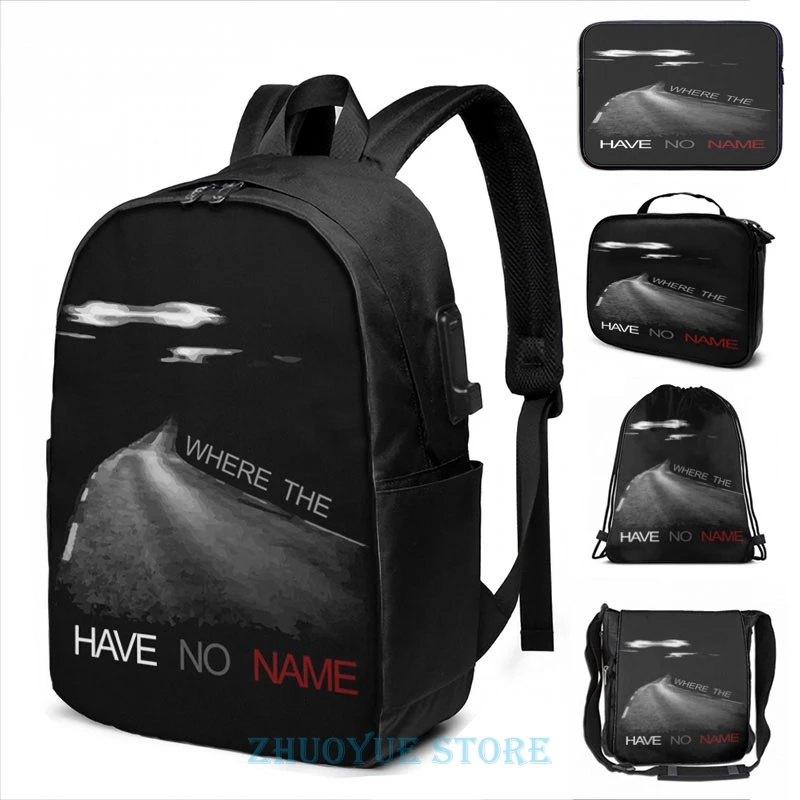 Funny Graphic Print Where The Road Have No Name Usb Charge Backpack Men