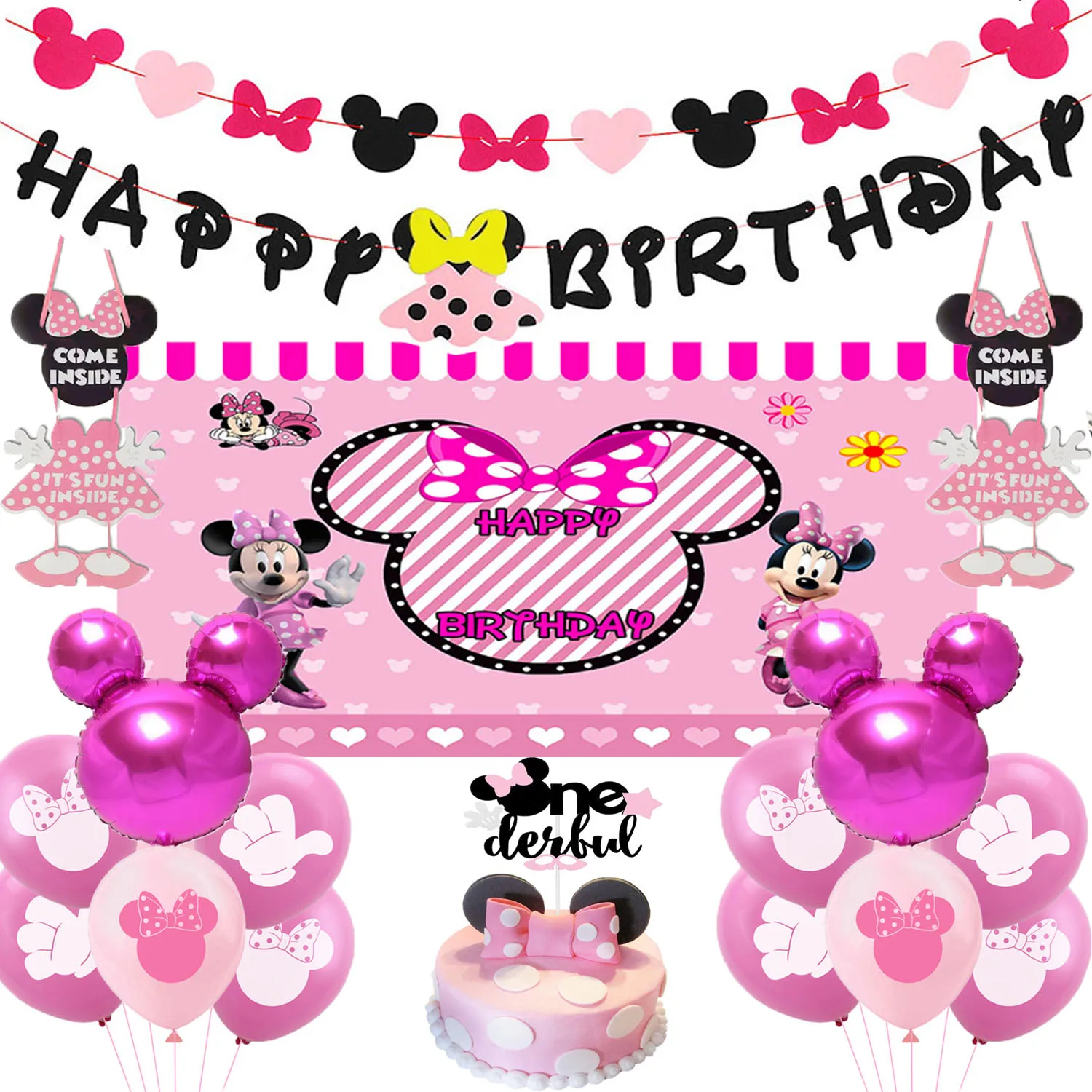 

Disney Minnie Party Birthday Party Supplies Kids Disposable Tableware Wedding Party For Girls Birthday Party Decorations Gifts