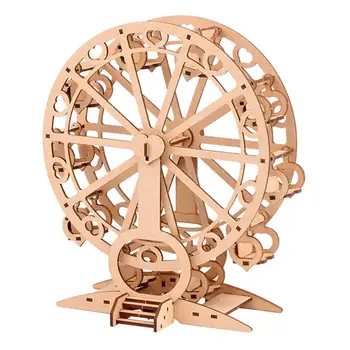 

Wooden Ferris Wheel Model DIY Handcraft Mold Educational Mechanical Gift for Children (Wood Color Heart Ferris Wheel Style)