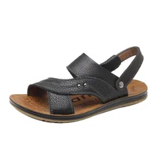 Новинка; Мужская обувь; кожаные удобные дышащие повседневные модели; нескользящие износостойкие Дизайнерские повседневные мужские сандалии