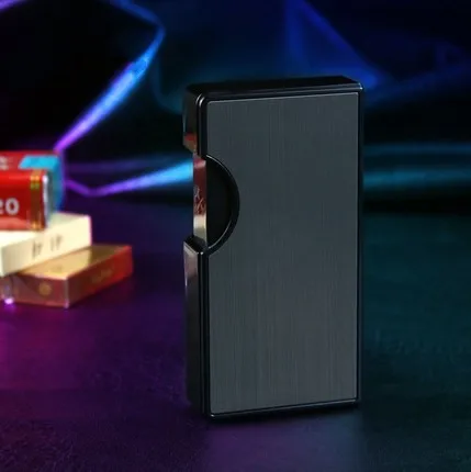 Black brushed Зажигалка и чехол для сигарет персонализированные Индивидуальные USB зарядка электронные зажигалки аксессуары для курения подарок для бойфренда - Цвет: Black brushed