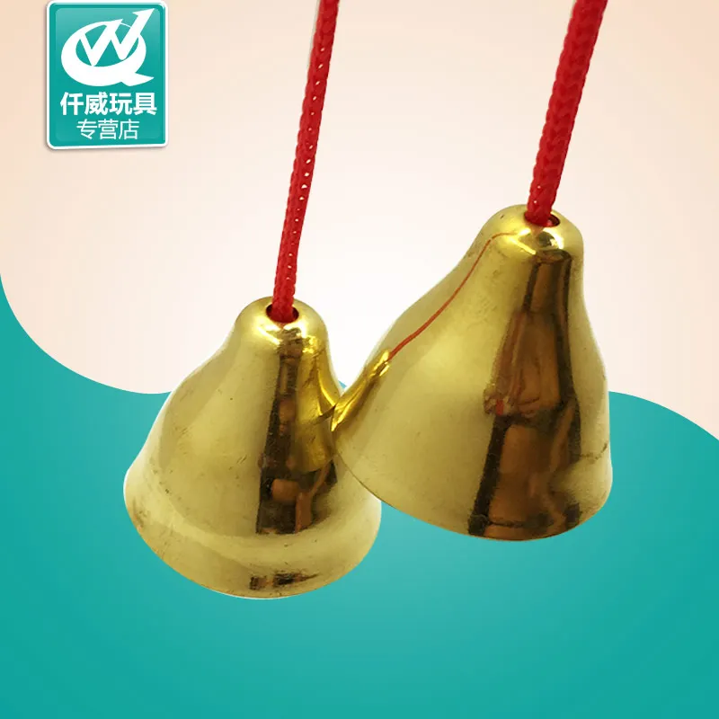 Olympic Percussion Instrument Music Teaching Aids with Drawstring Copper Handle Finger Cymbals Bell Shake Clock CHILDREN'S Early