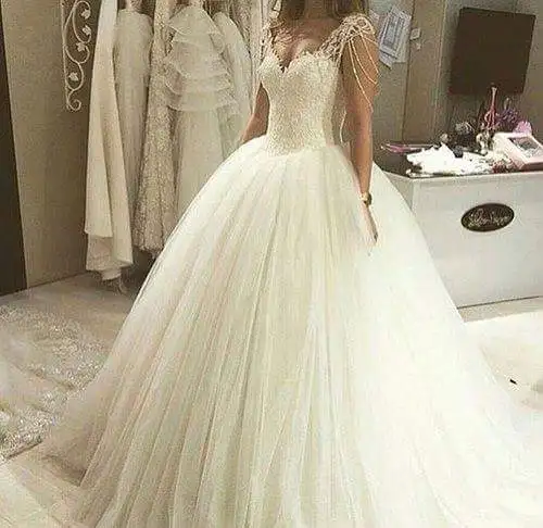 Vestido de noiva, кружевное бальное платье с аппликацией, элегантная белая цвета слоновой кости, расшитое бисером, свадебное платье, платья невесты, жемчужные рукава