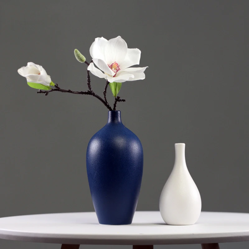 

Nordic Ceramic Vase+Fake Flower Accessories Home Livingroom Desktop Figurines Decoration Store TV Wine Cabinet Furnishing Crafts